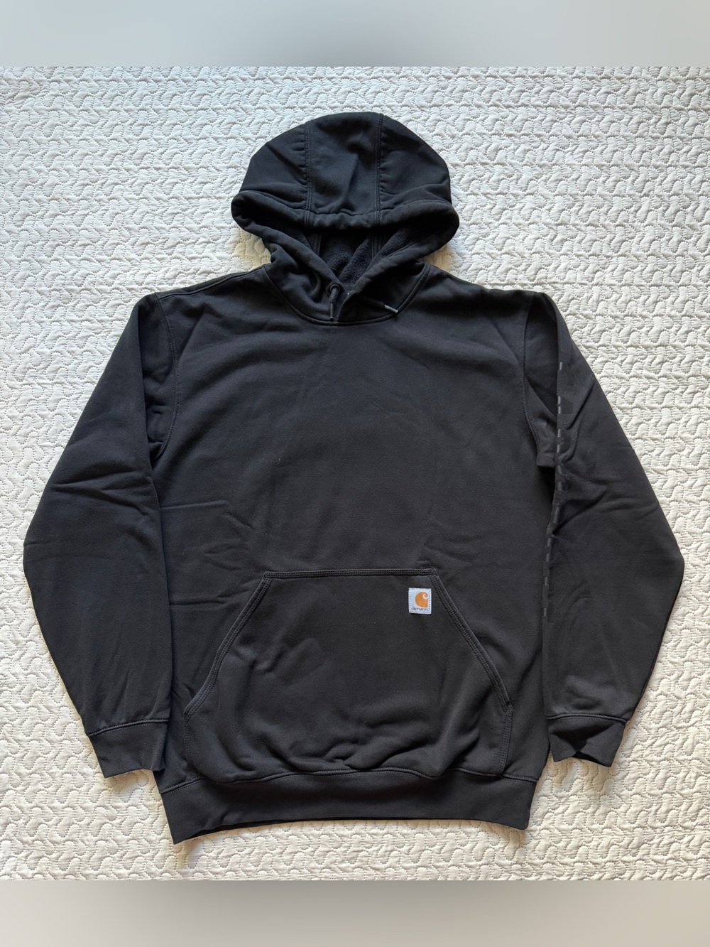 Carhartt Rain Defender 107030 Men’s Medium Black Loose Fit Logo Hoodie - Picture 2 of 14